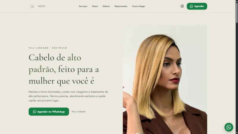 Preview da landing page Nexo