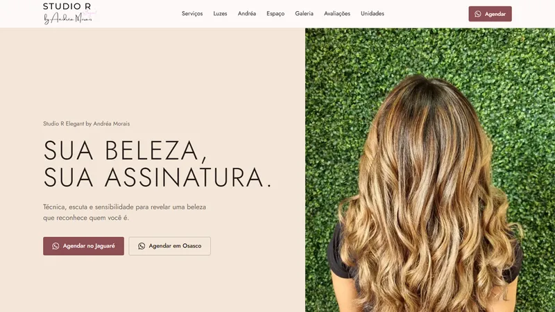 Preview da landing page Studio R