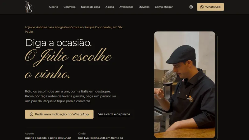 Preview da landing page Trovato Vino
